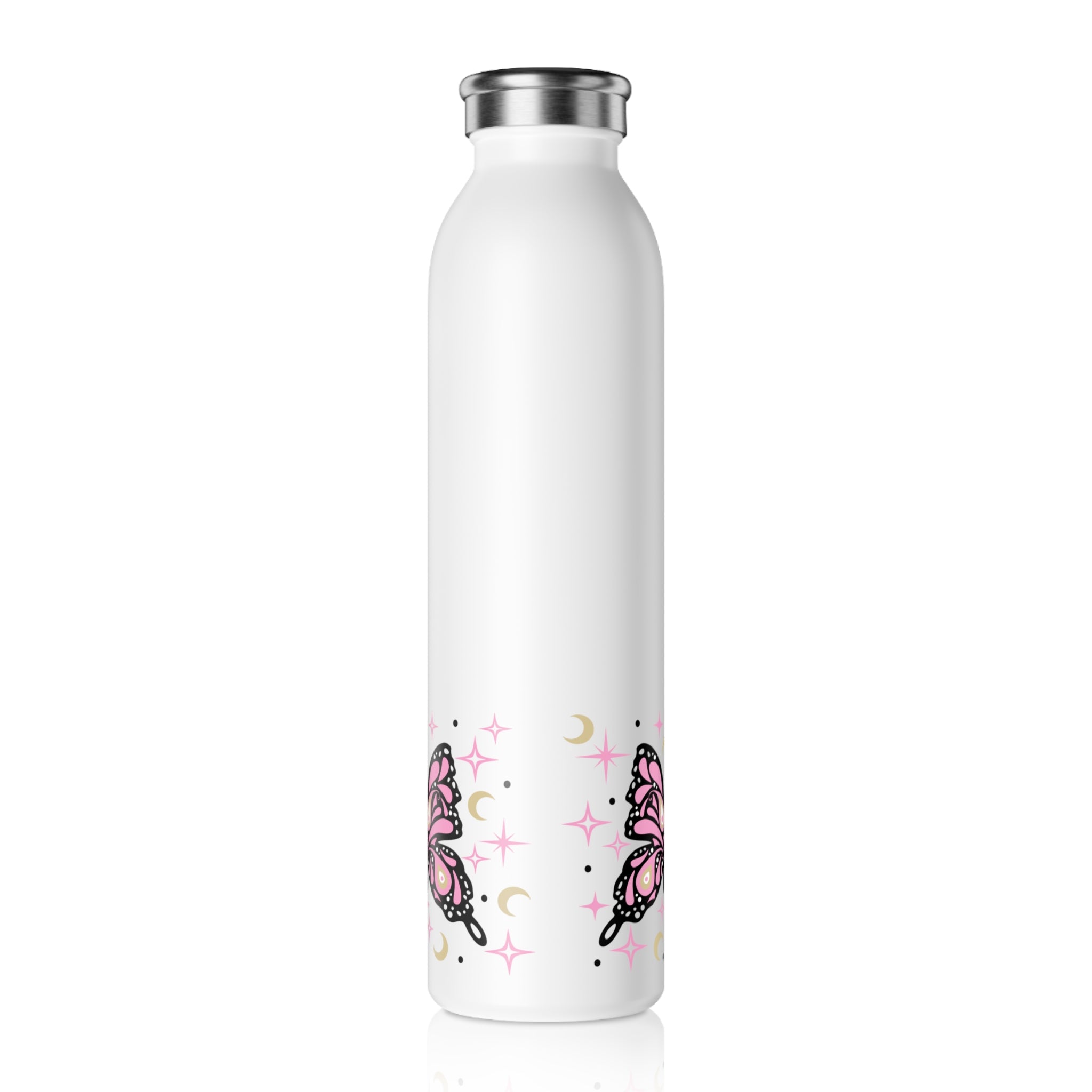 Pink Butterflies and Evil Eyes Slim Water Bottle