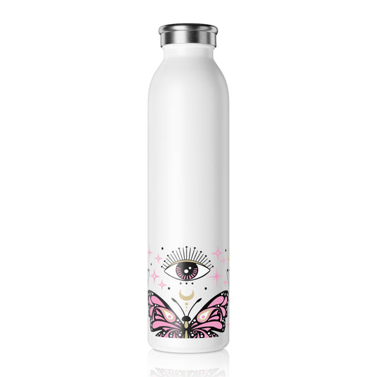 Pink Butterflies and Evil Eyes Slim Water Bottle